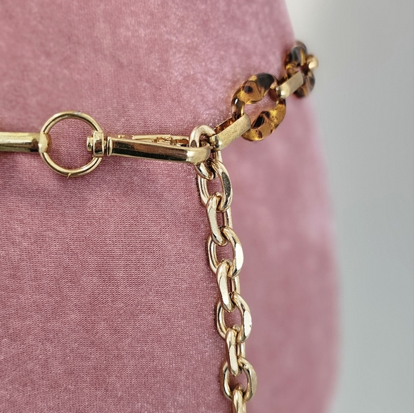 Steve Madden gold and faux tortoise shell chain belt. Adjustable - Picture 6 of 8